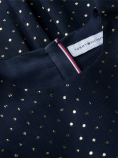 Metallic Polka Dot Tiered Dress — Blue 6