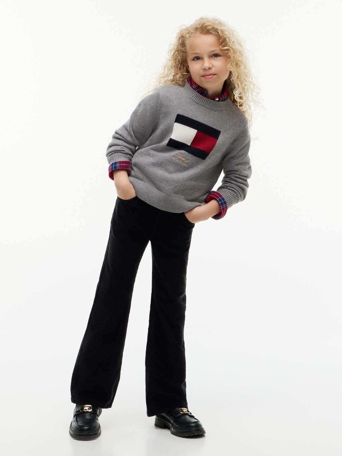 Corduroy Five-Pocket Flared Trousers — Black