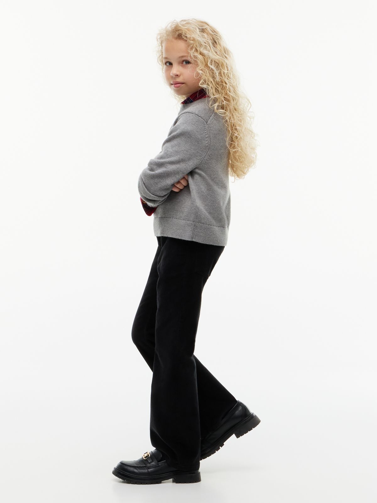Corduroy Five-Pocket Flared Trousers — Black