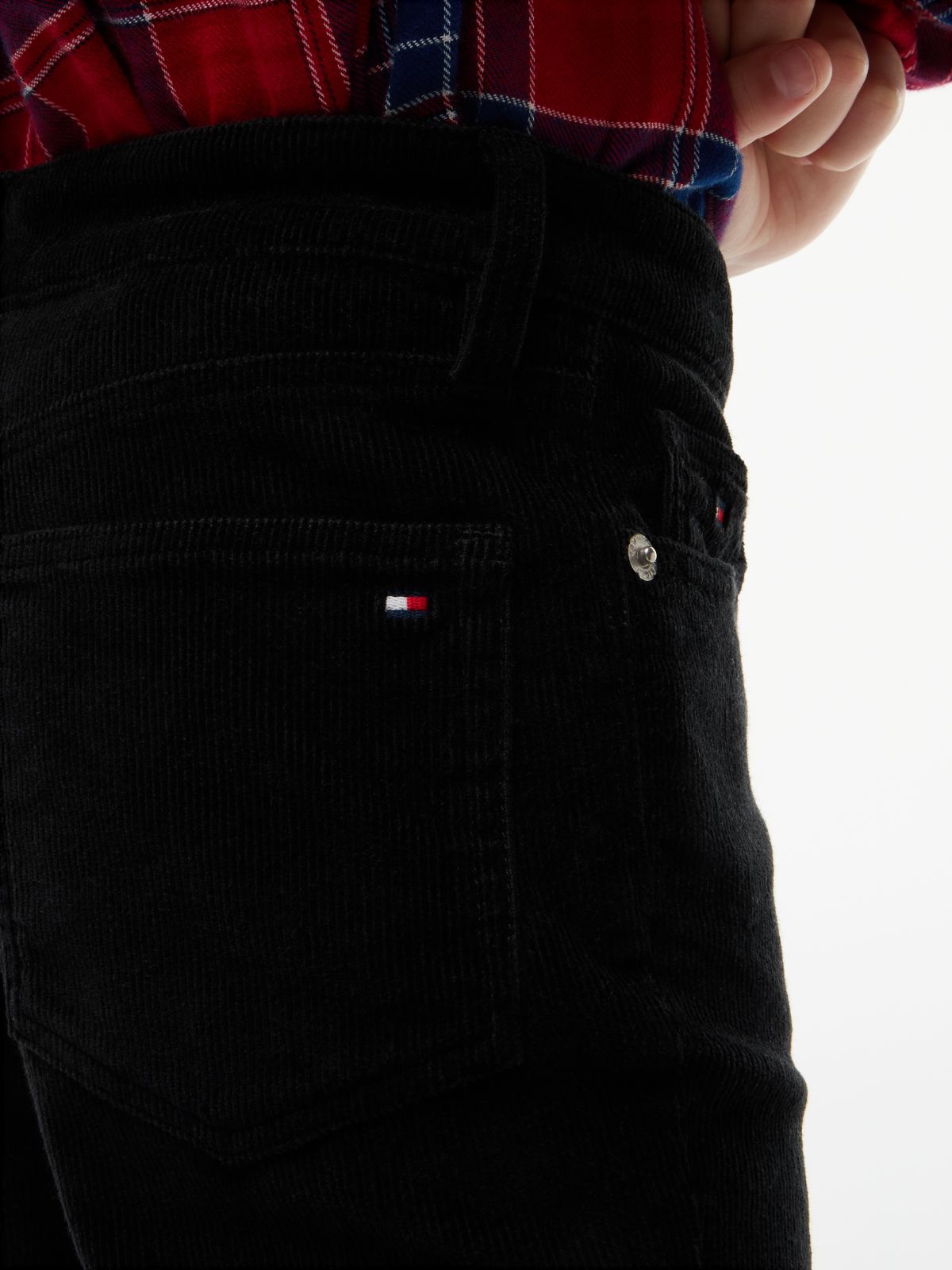 Corduroy Five-Pocket Flared Trousers — Black