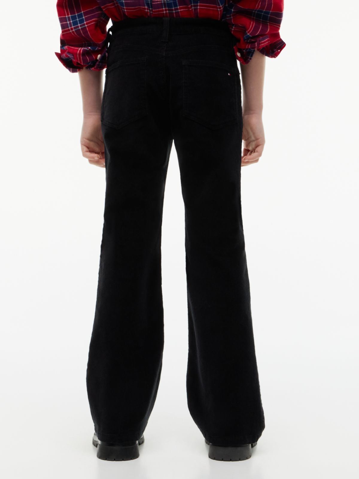 Corduroy Five-Pocket Flared Trousers — Black