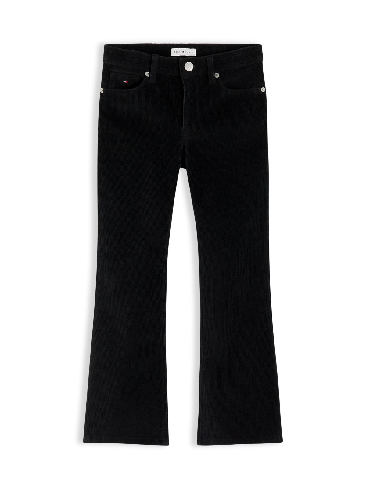 Corduroy Five-Pocket Flared Trousers — Black