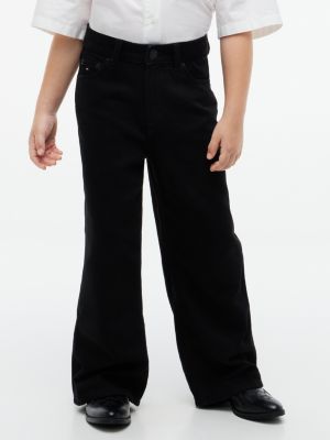 jeans mabel negros wide de talle alto denim de niñas tommy hilfiger