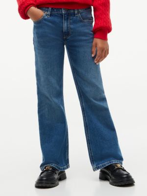denim mid wash flared jeans for girls tommy hilfiger