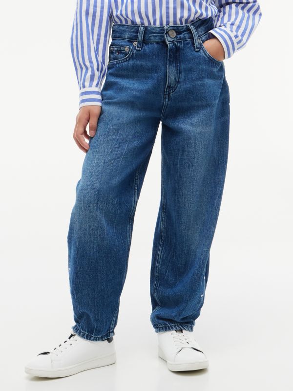 Stud Barrel Leg Jeans — Denim