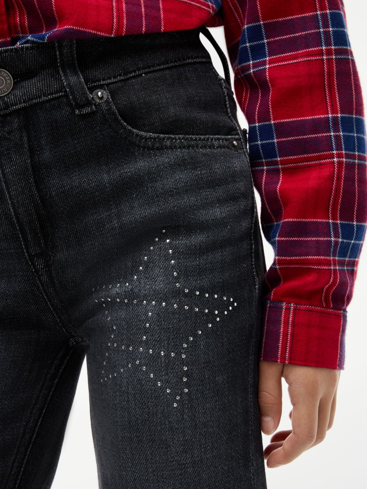 Stud Flag Logo Flared Jeans — Denim