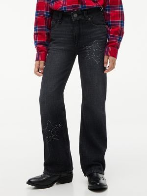 denim stud flag logo flared jeans for girls tommy hilfiger