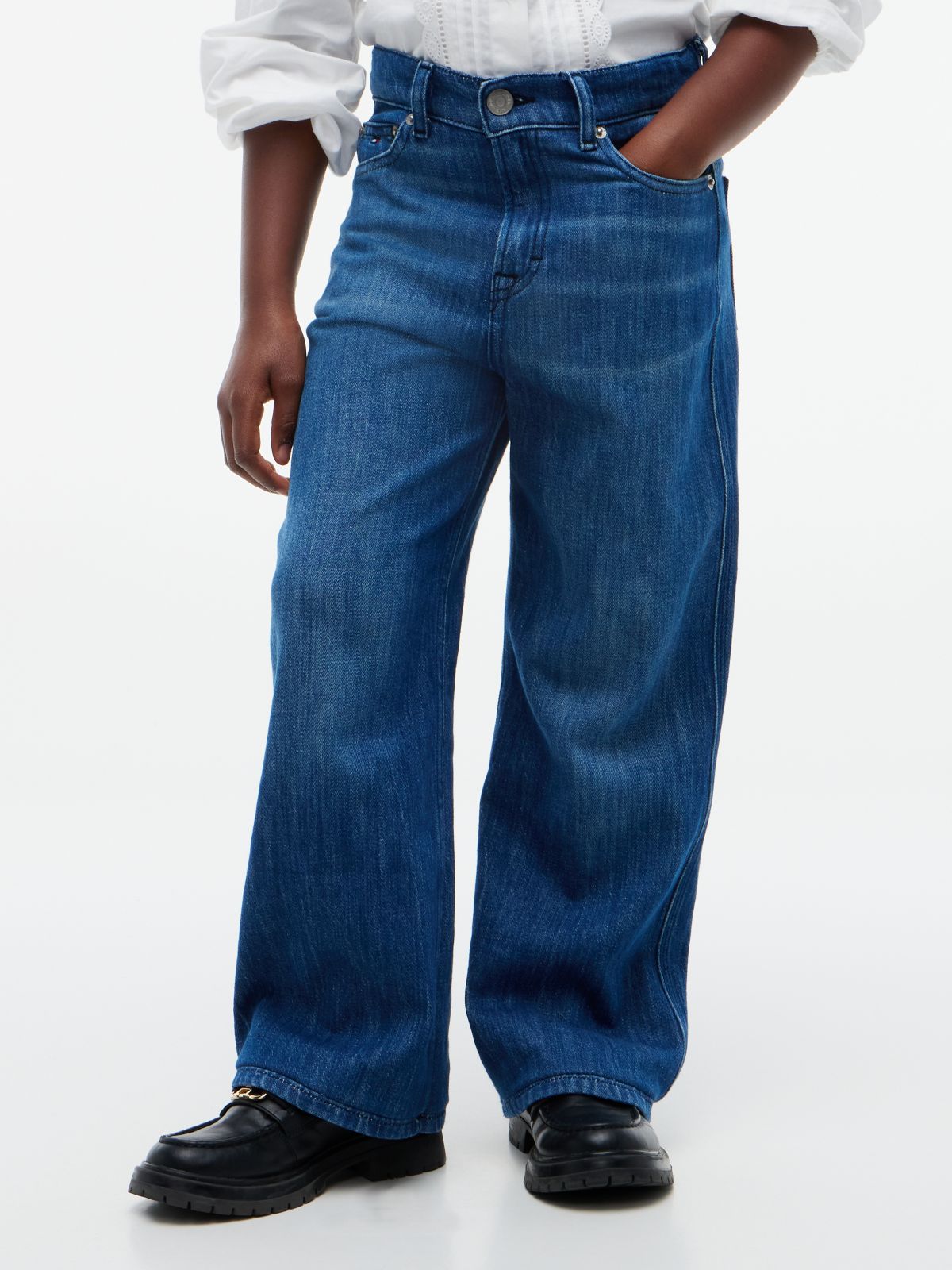 Mabel High Rise Wide Leg Faded Jeans — Denim