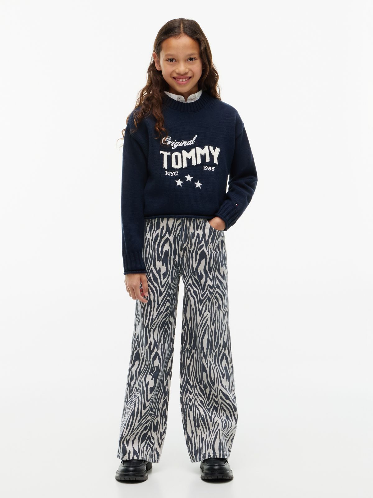 Mabel Zebra High Rise Wide Leg Jeans — Denim