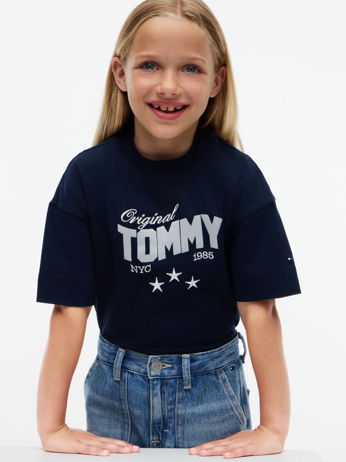Star Logo Relaxed Peached T-Shirt — Blue