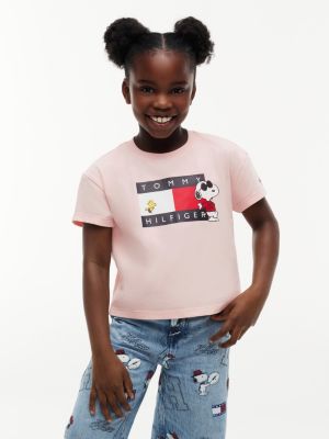 pink peanuts® flag graphic relaxed t-shirt for girls tommy hilfiger