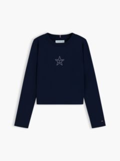 Diamanté Star Flag Extra Slim Long Sleeve T-Shirt — Blue 5