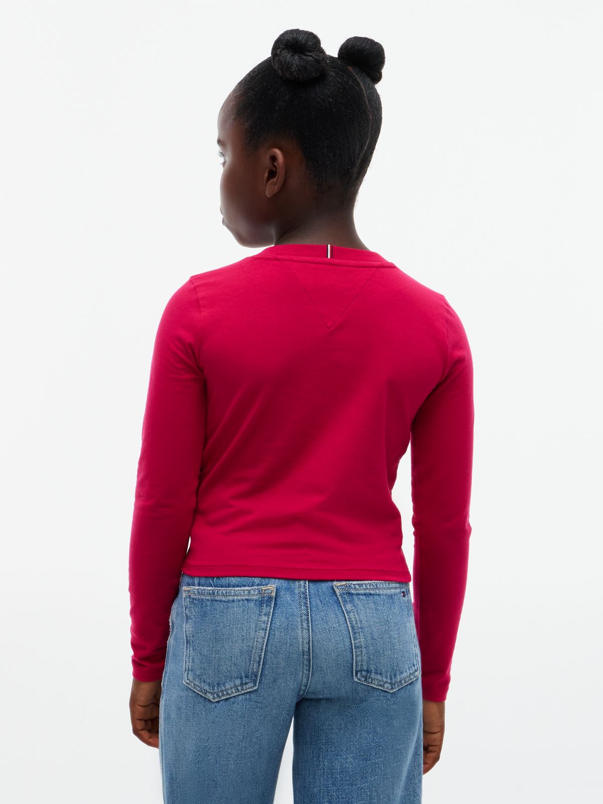 Diamanté Star Flag Extra Slim Long Sleeve T-Shirt — Red