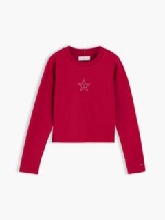 Diamanté Star Flag Extra Slim Long Sleeve T-Shirt — Red 5