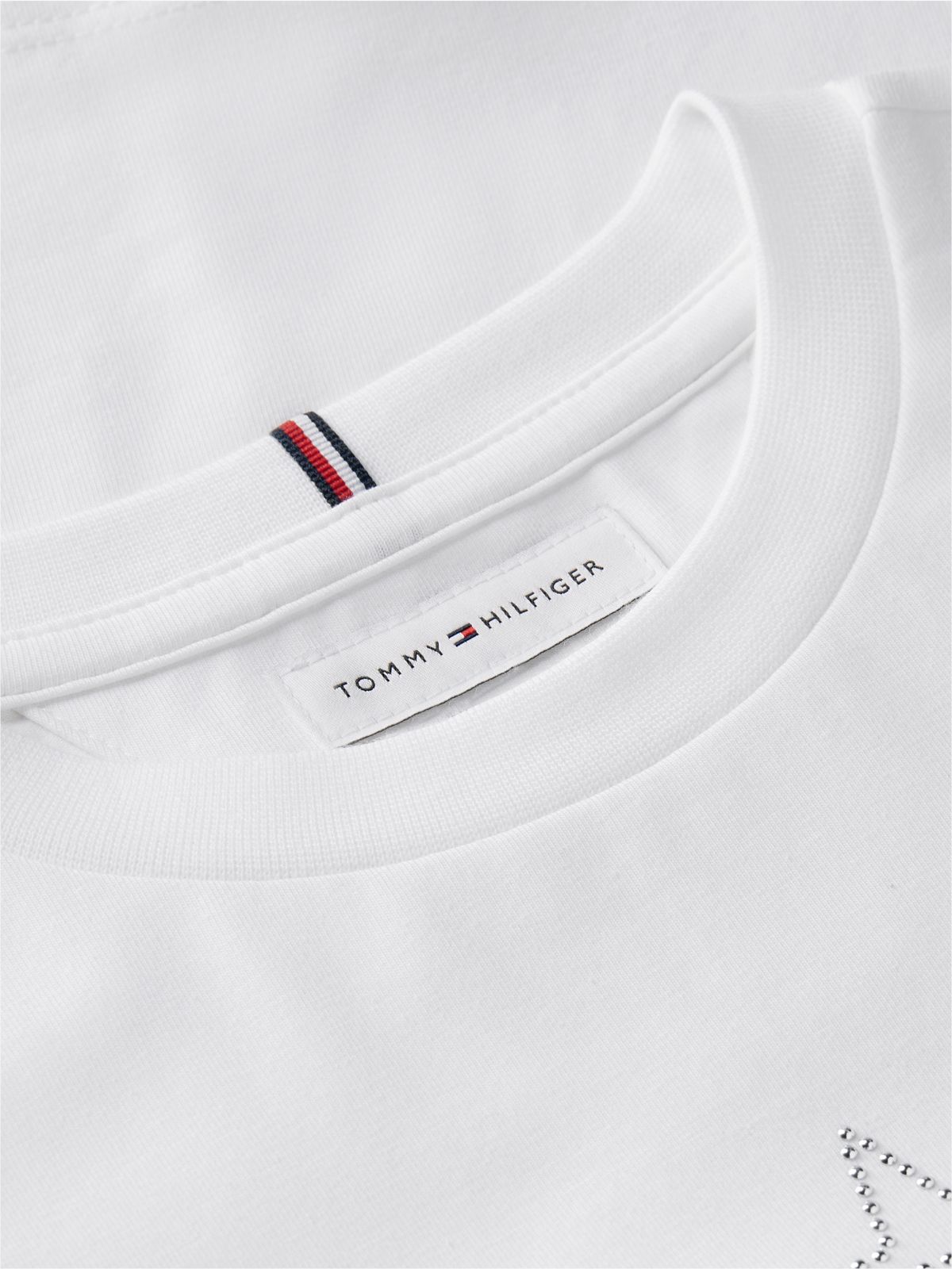 Diamanté Star Flag Extra Slim Long Sleeve T-Shirt — White