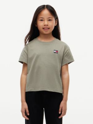 green heritage logo relaxed jersey t-shirt for girls tommy hilfiger