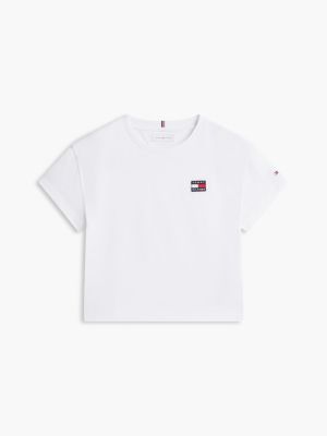 white heritage logo relaxed jersey t-shirt for girls tommy hilfiger