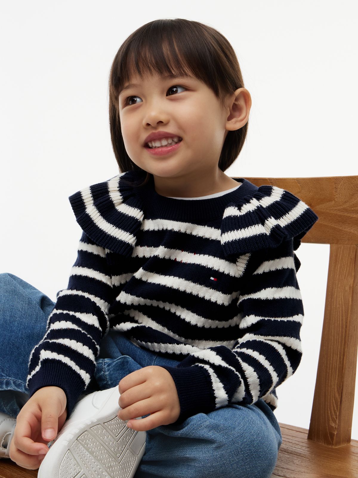 Ruffle Relaxed Jumper — Blue
