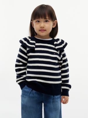 pullover relaxed fit con volant blue da bambine tommy hilfiger