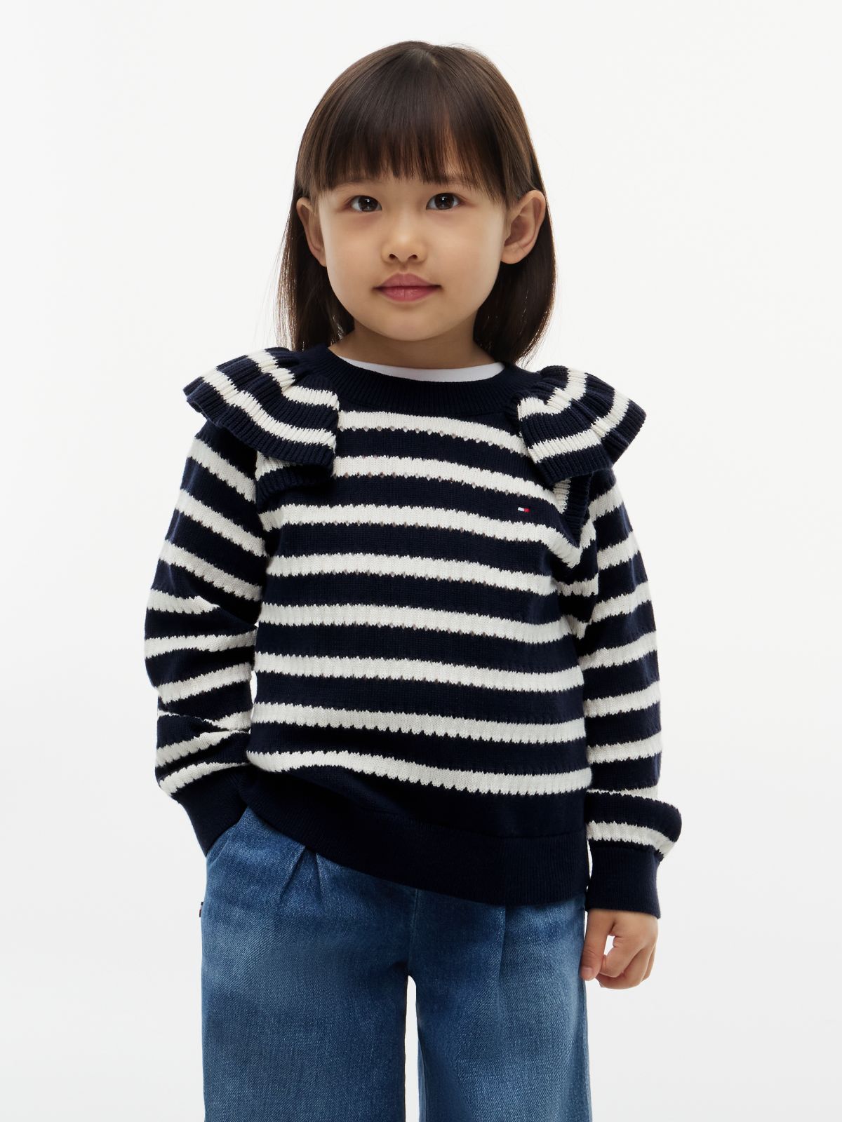 Ruffle Relaxed Jumper — Blue