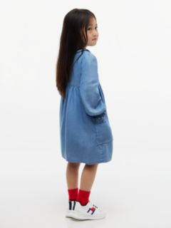 Smock Ruffle Cuff Chambray Dress — Denim 4