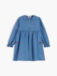 Smock Ruffle Cuff Chambray Dress — Denim 5