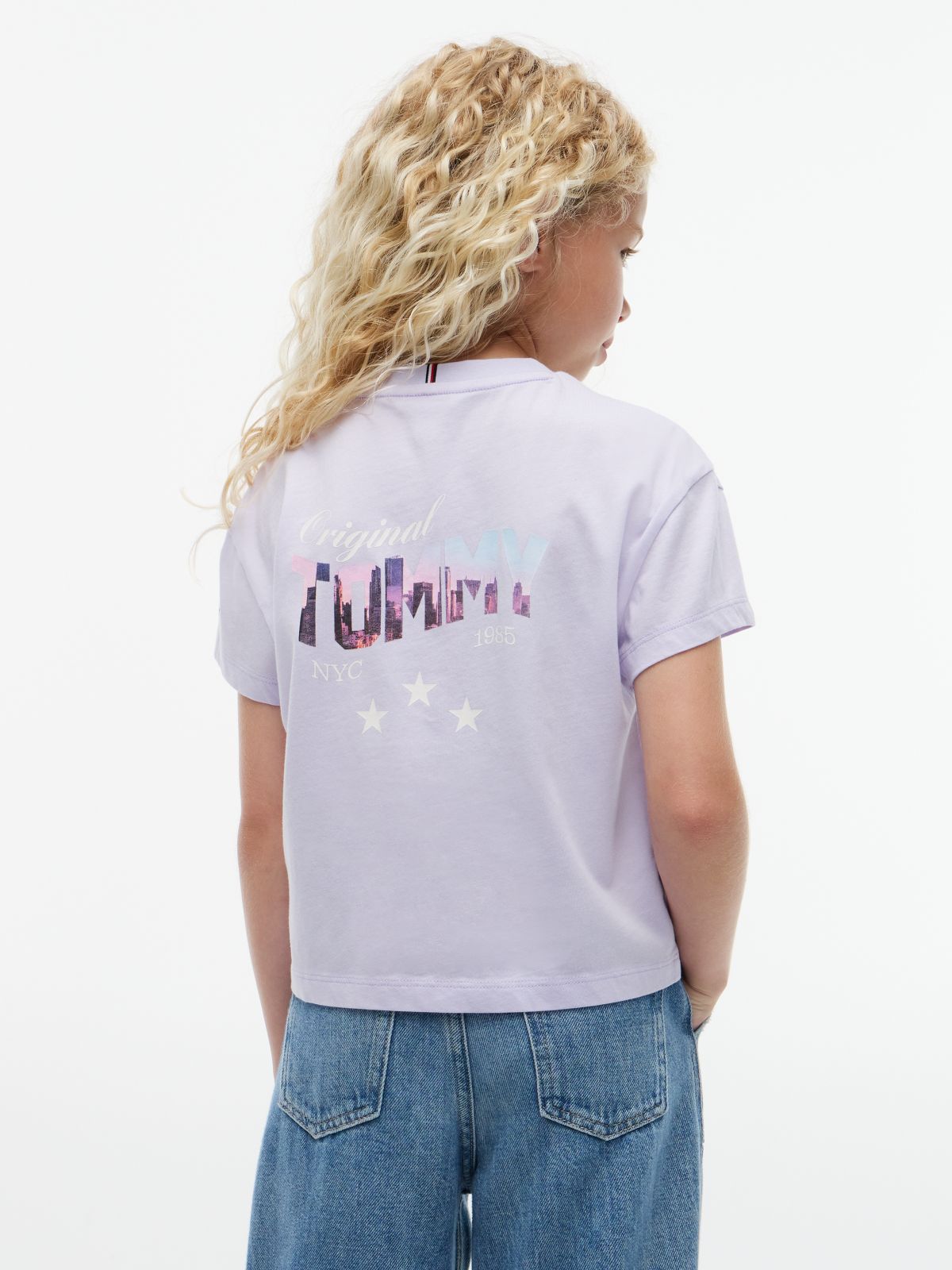 Back Skyline Photo Print Relaxed T-Shirt — Purple