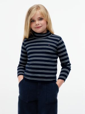 blue extra slim fit top met glitter en lange mouwen voor meisjes - tommy hilfiger