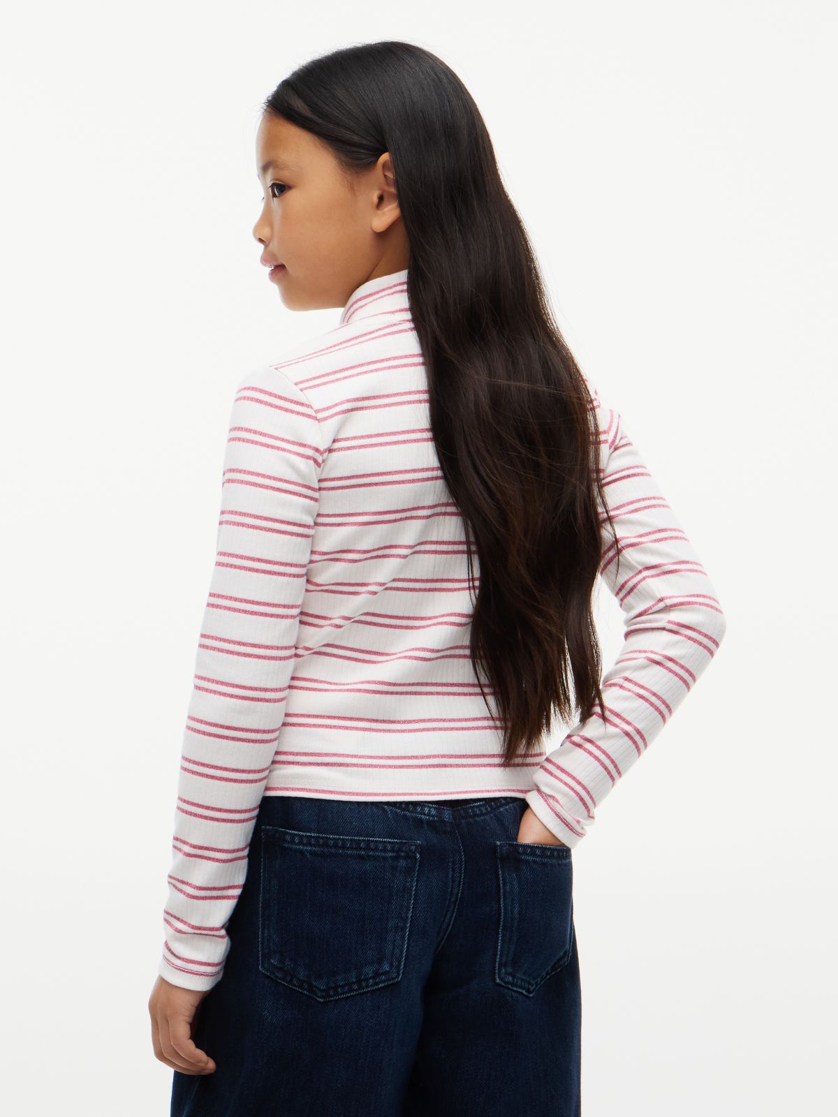 Glitter Extra Slim Long Sleeve Top — White