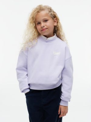 purple star back graphic sweatshirt for girls tommy hilfiger