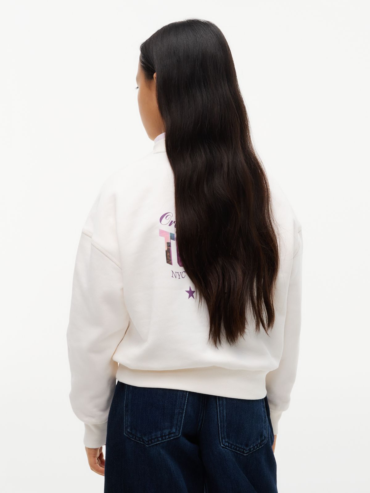Star Back Graphic Relaxed Sweatshirt — White
