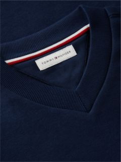 Crest Terry V-Neck Sweatshirt Dress — Blue 6