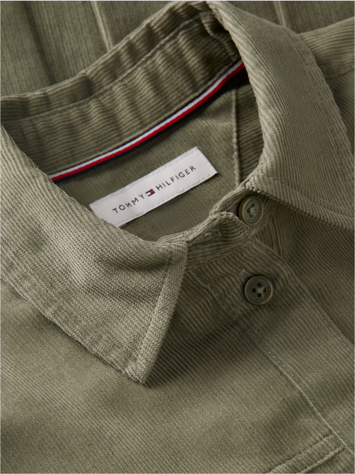 Corduroy Pleated Shirt Dress — Green