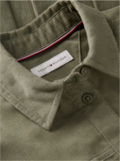Corduroy Pleated Shirt Dress — Green 6