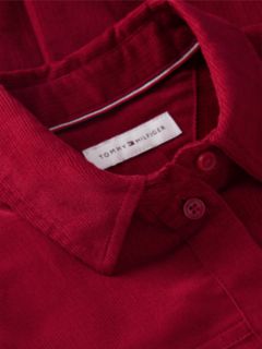 Corduroy Pleated Shirt Dress — Red 6