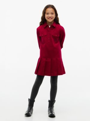 red corduroy pleated shirt dress for girls tommy hilfiger