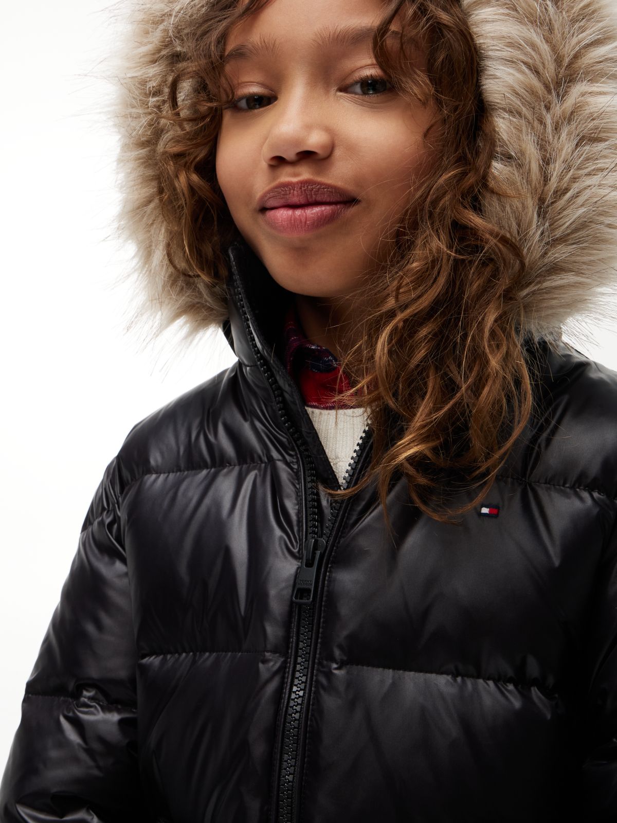 Essential Faux Fur Trim Down Jacket — Black