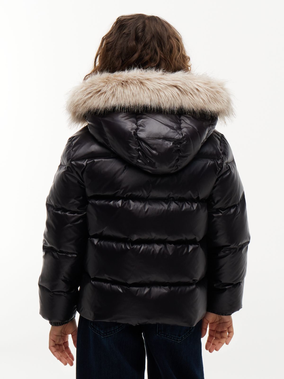 Essential Faux Fur Trim Down Jacket — Black