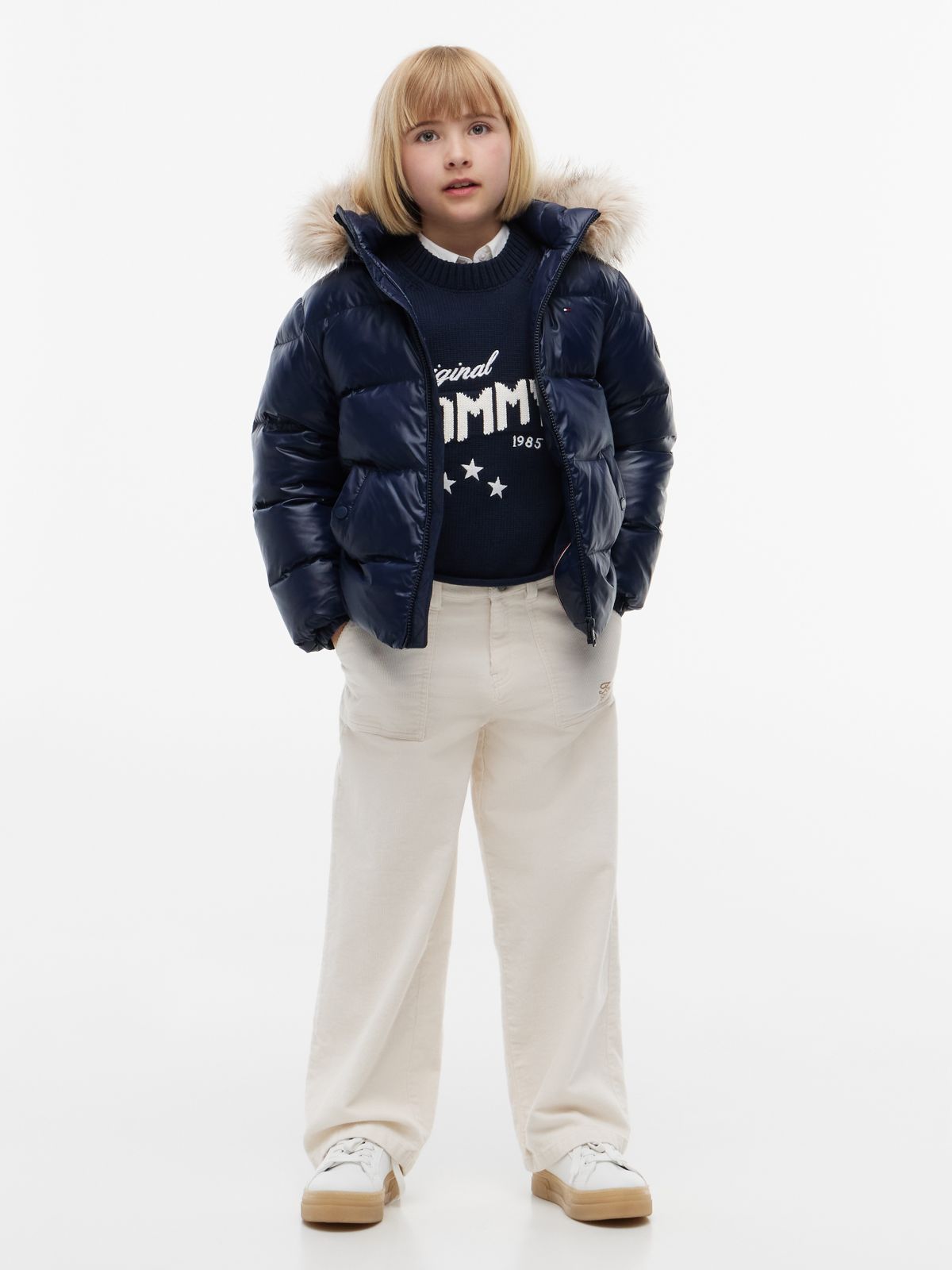 Essential Faux Fur Trim Down Jacket — Blue