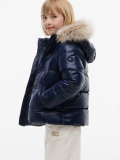 Essential Faux Fur Trim Down Jacket — Blue 4