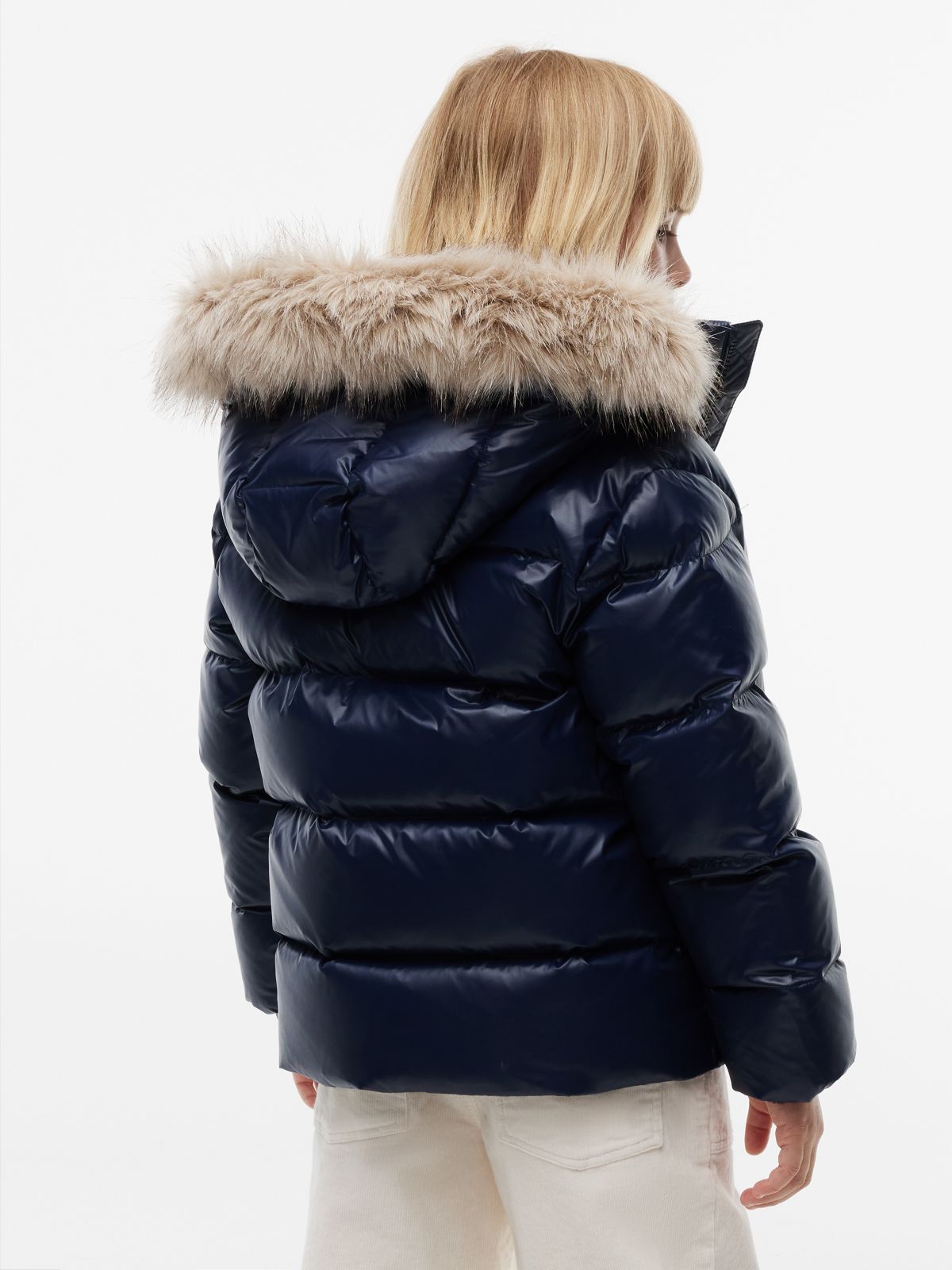 Essential Faux Fur Trim Down Jacket — Blue
