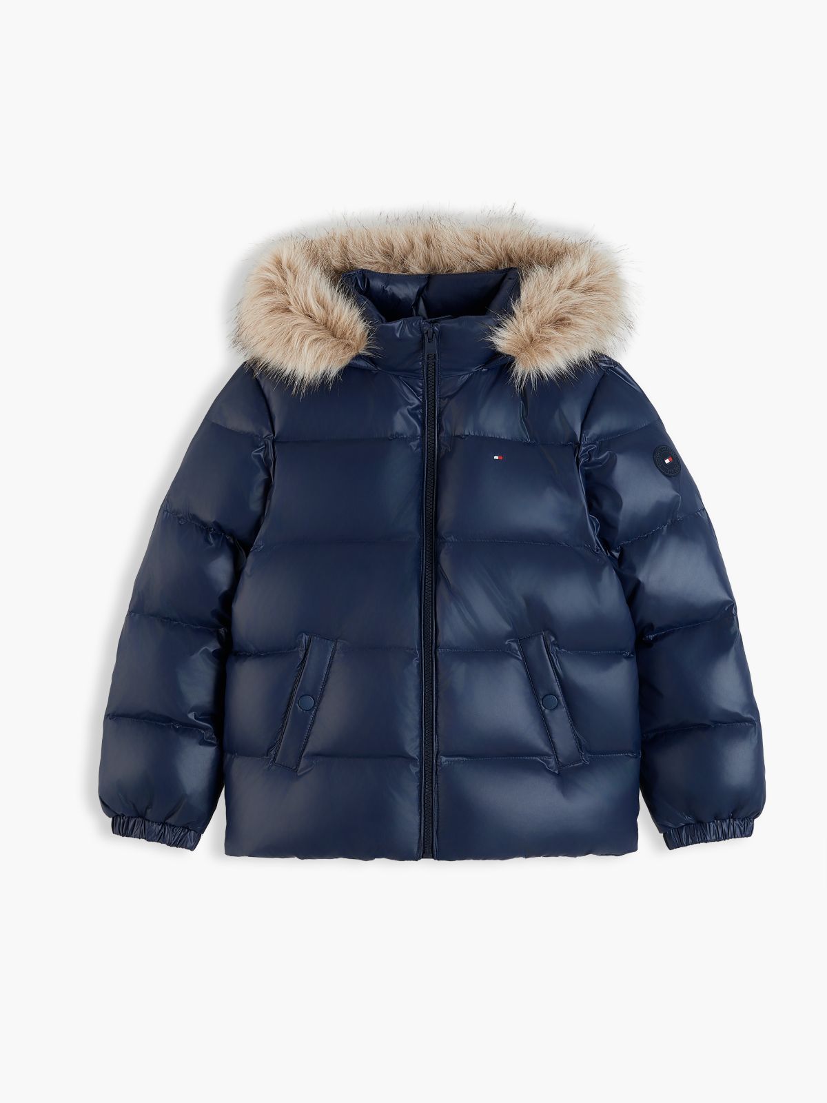 Essential Faux Fur Trim Down Jacket — Blue