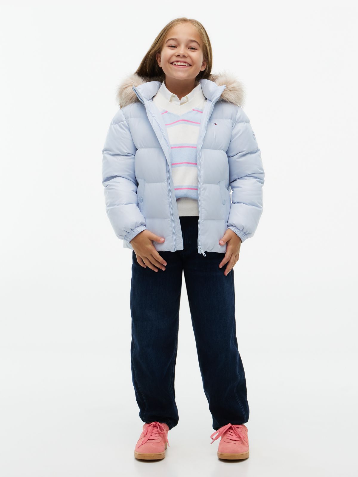 Essential Faux Fur Trim Down Jacket — Blue