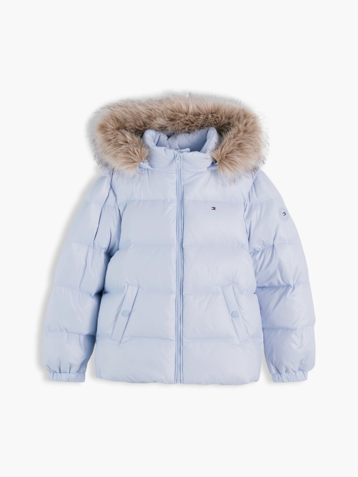 Essential Faux Fur Trim Down Jacket — Blue