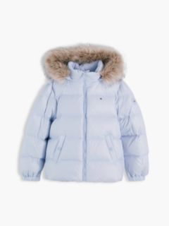 Essential Faux Fur Trim Down Jacket — Blue 5