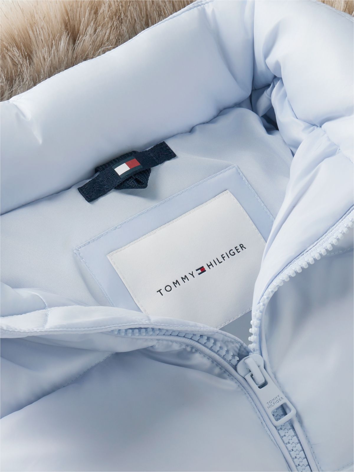 Essential Faux Fur Trim Down Jacket — Blue