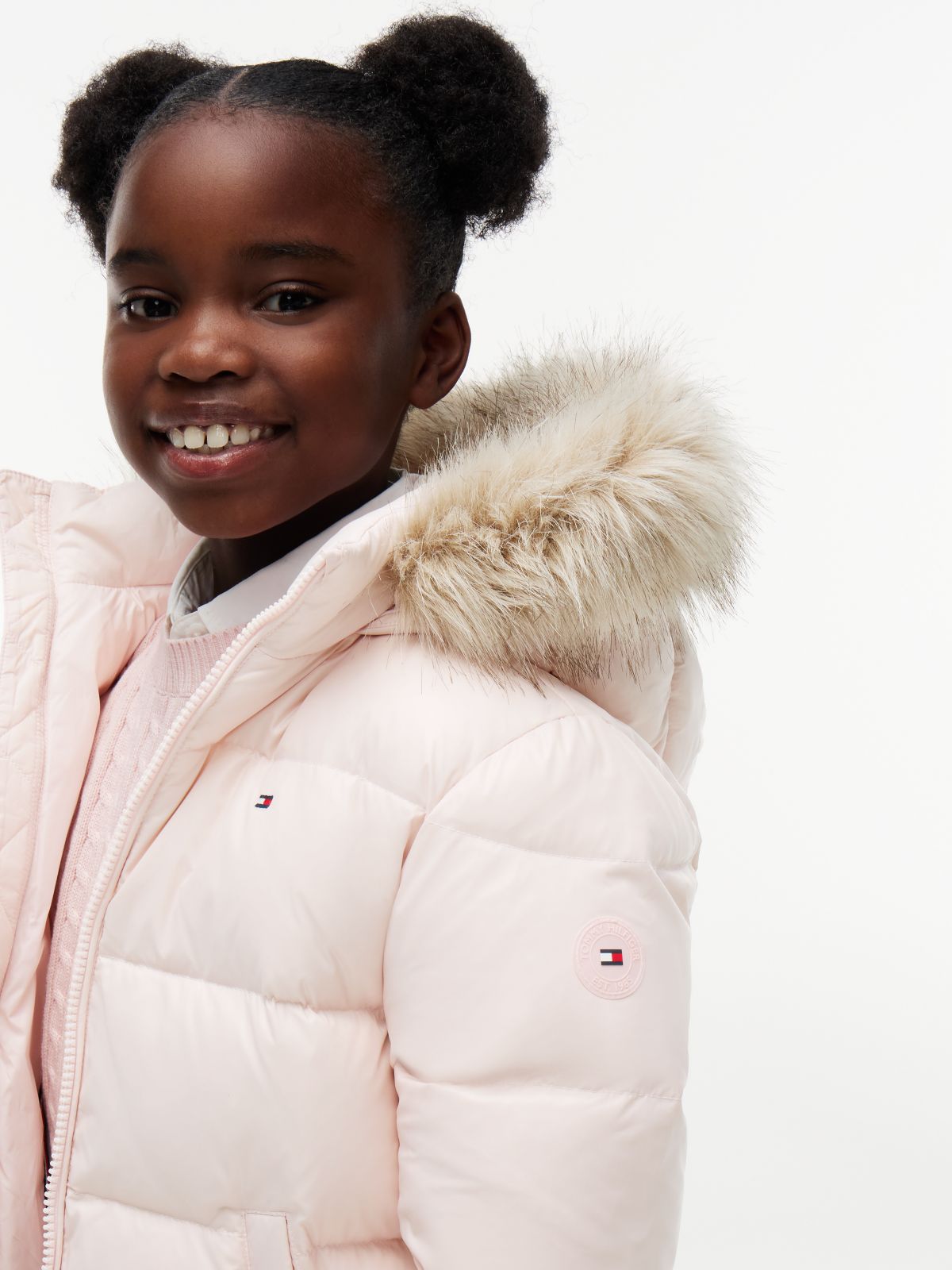 Essential Faux Fur Trim Down Jacket — Pink