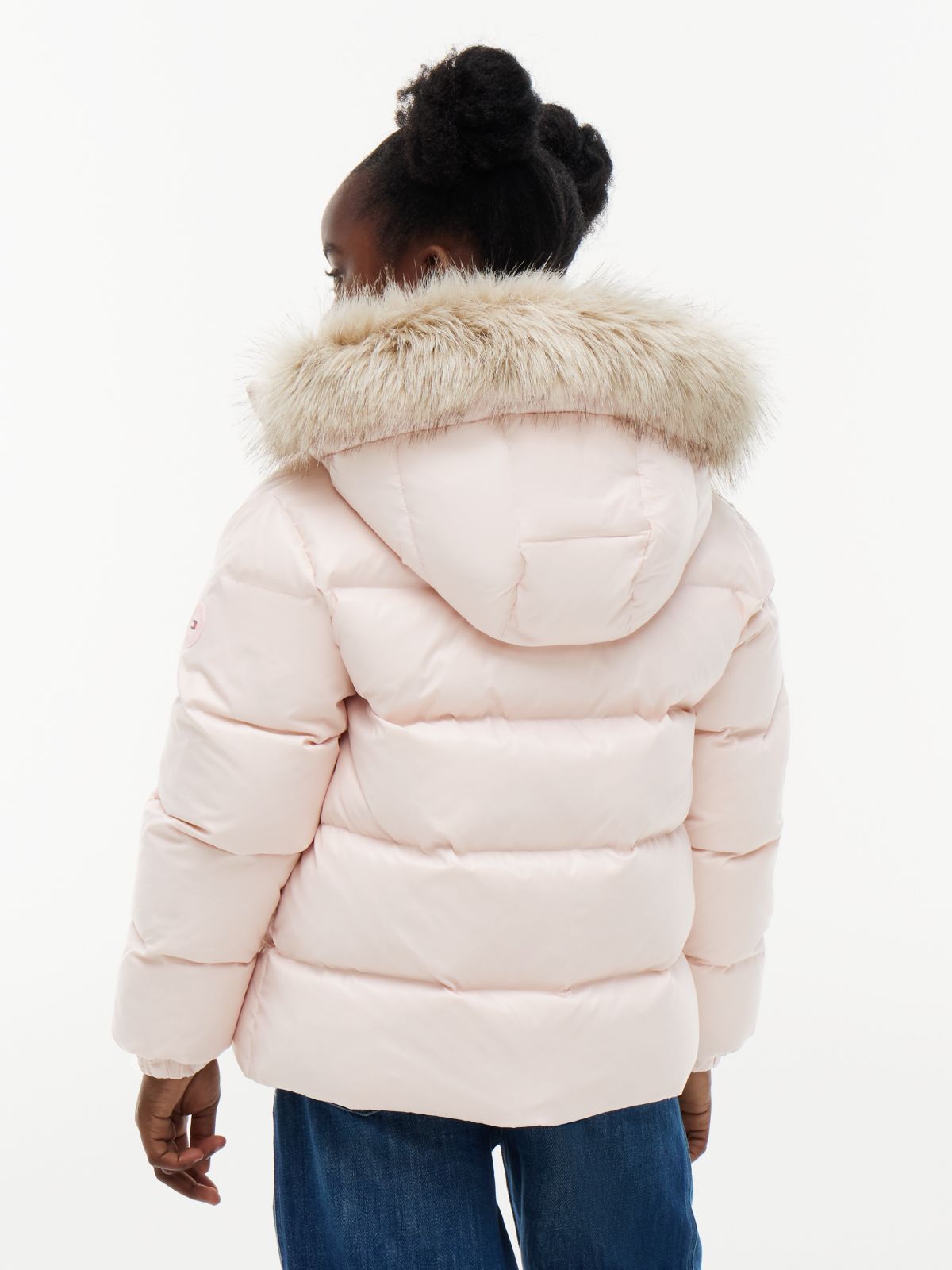 Essential Faux Fur Trim Down Jacket — Pink
