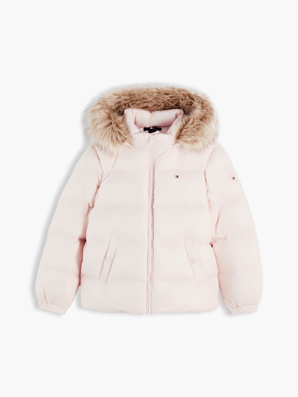 Essential Faux Fur Trim Down Jacket — Pink