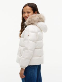 Essential Faux Fur Trim Down Jacket — White 5